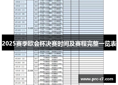 2025赛季欧会杯决赛时间及赛程完整一览表