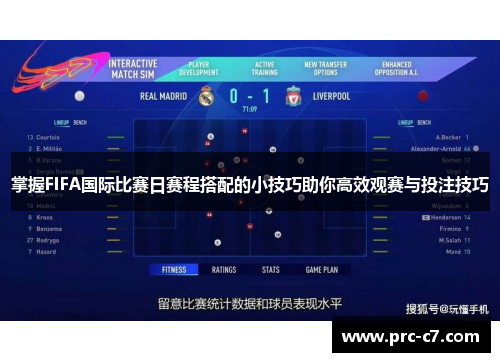 掌握FIFA国际比赛日赛程搭配的小技巧助你高效观赛与投注技巧