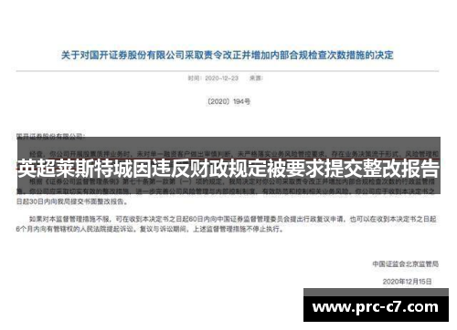 英超莱斯特城因违反财政规定被要求提交整改报告